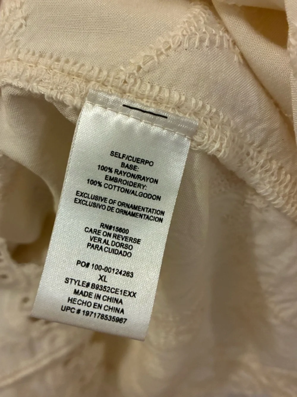 Democracy Cream Eyelet Lace Scoop Neck Flutter Sleeve Top - Picture 8 of 11